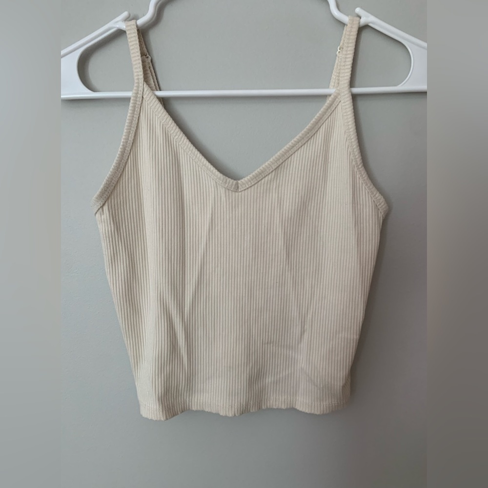 American Eagle cream ribbed tank, size small